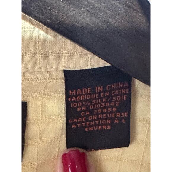 Toscano Silk Short Sleeve Shirt - Yellow in Color - Size Large - Picture 4 of 4